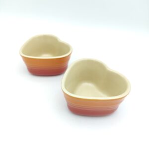 Le Creuset 2 Heart Cocotte Petite Ramekin D&rsquo;amour Orange Japan Boutique-Tamagotchis